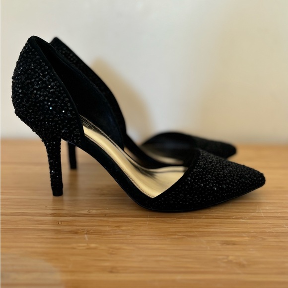 Coach Black Stones Embellished Pointy Toe D’orsay Party Pumps 5 - Picture 4 of 5